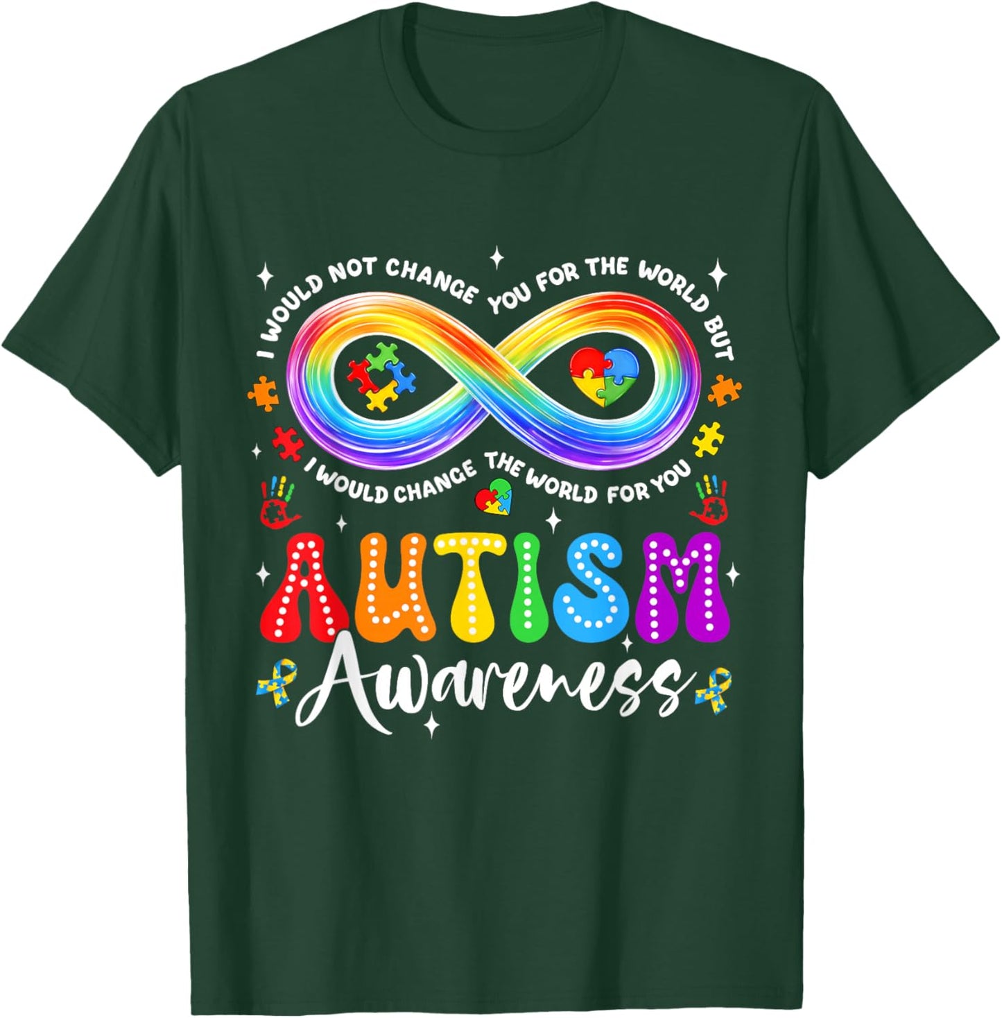 Autism Awareness Acceptance Rainbow Infinity Symbol Women T-Shirt - T-Shirt | Forest