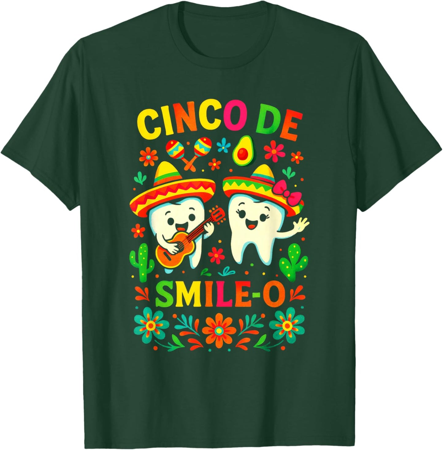 Cinco DE Smile-O - Fiesta Funny Mexican Teeth T-Shirt - T-Shirt | Forest