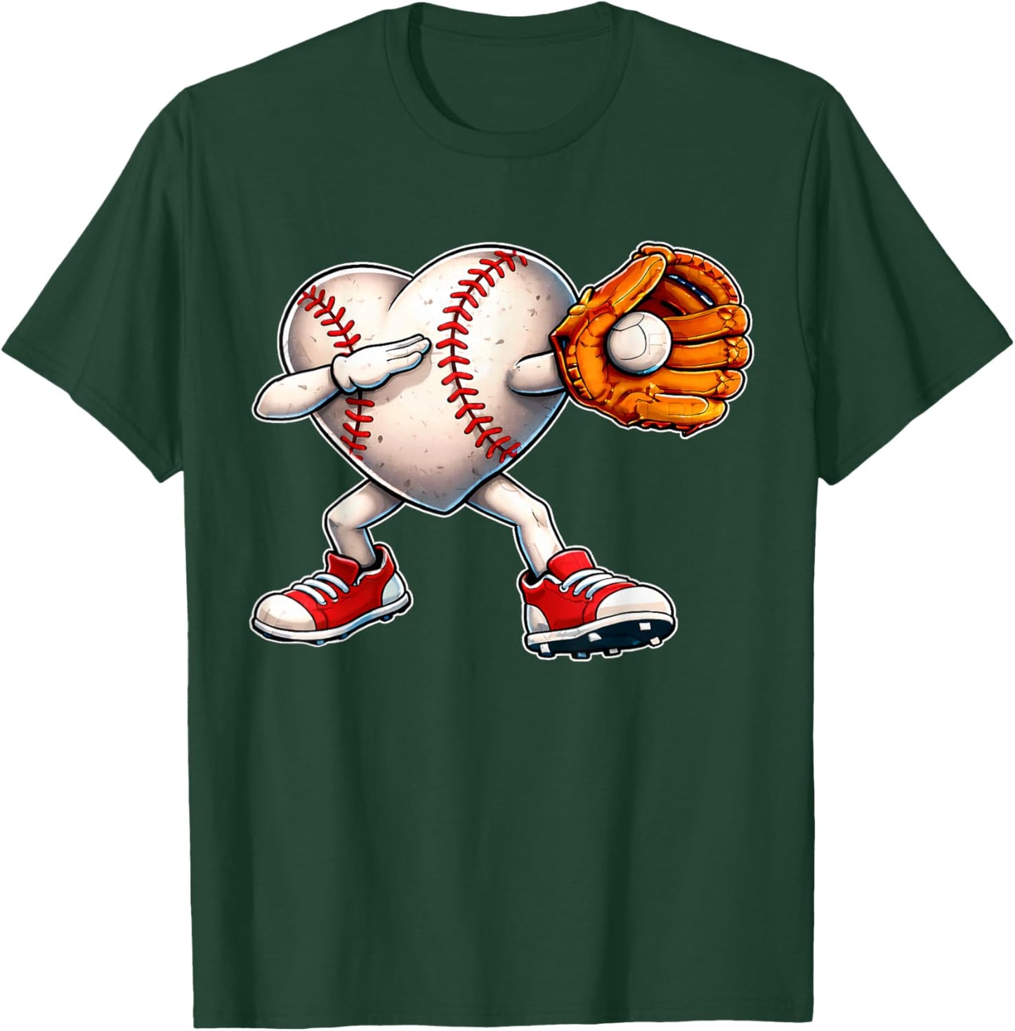Valentine Baseball Heart Sport Love Valentines Day Boys Kids T-Shirt - T-Shirt | Forest