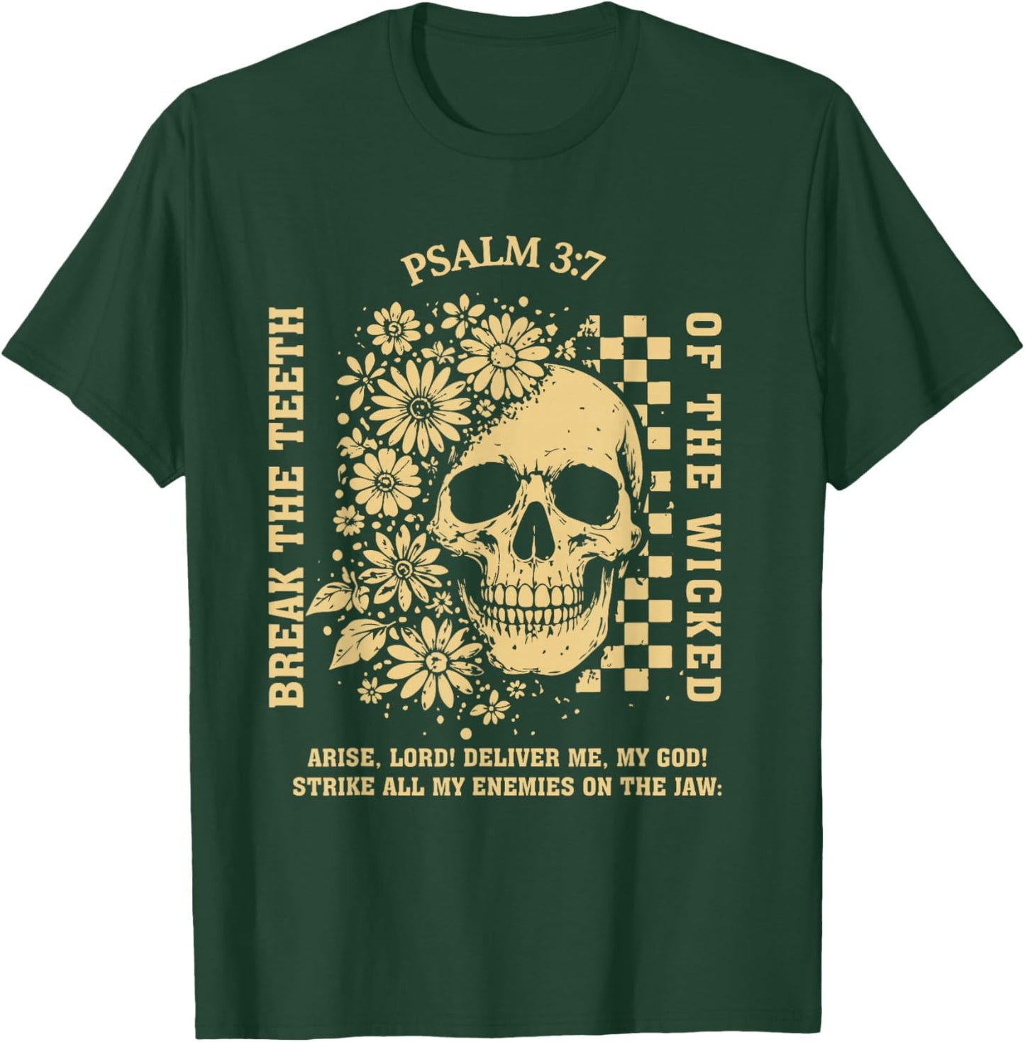 Psalm 3:7 Vintage Skull Christian Religious Bible Verse T-Shirt - T-Shirt | Forest