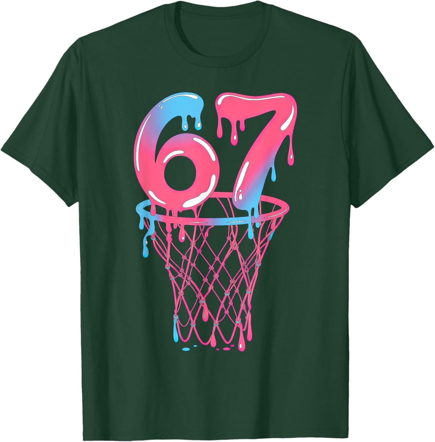 67 Basketball Drip Six Seven T-Shirt - T-Shirt | Forest