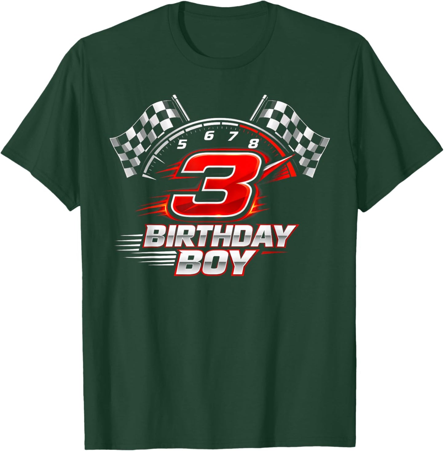 Race Car 3 Birthday Party Racing 3rd Bday Thee Year Old Boy T-Shirt - T-Shirt | Forest