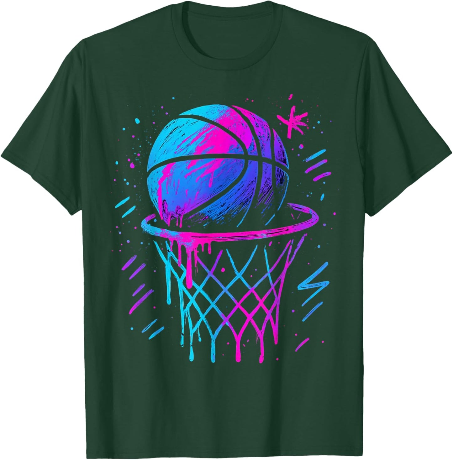 American Basketball Splash Ball Player Team Kids Boys T-Shirt - T-Shirt | Forest