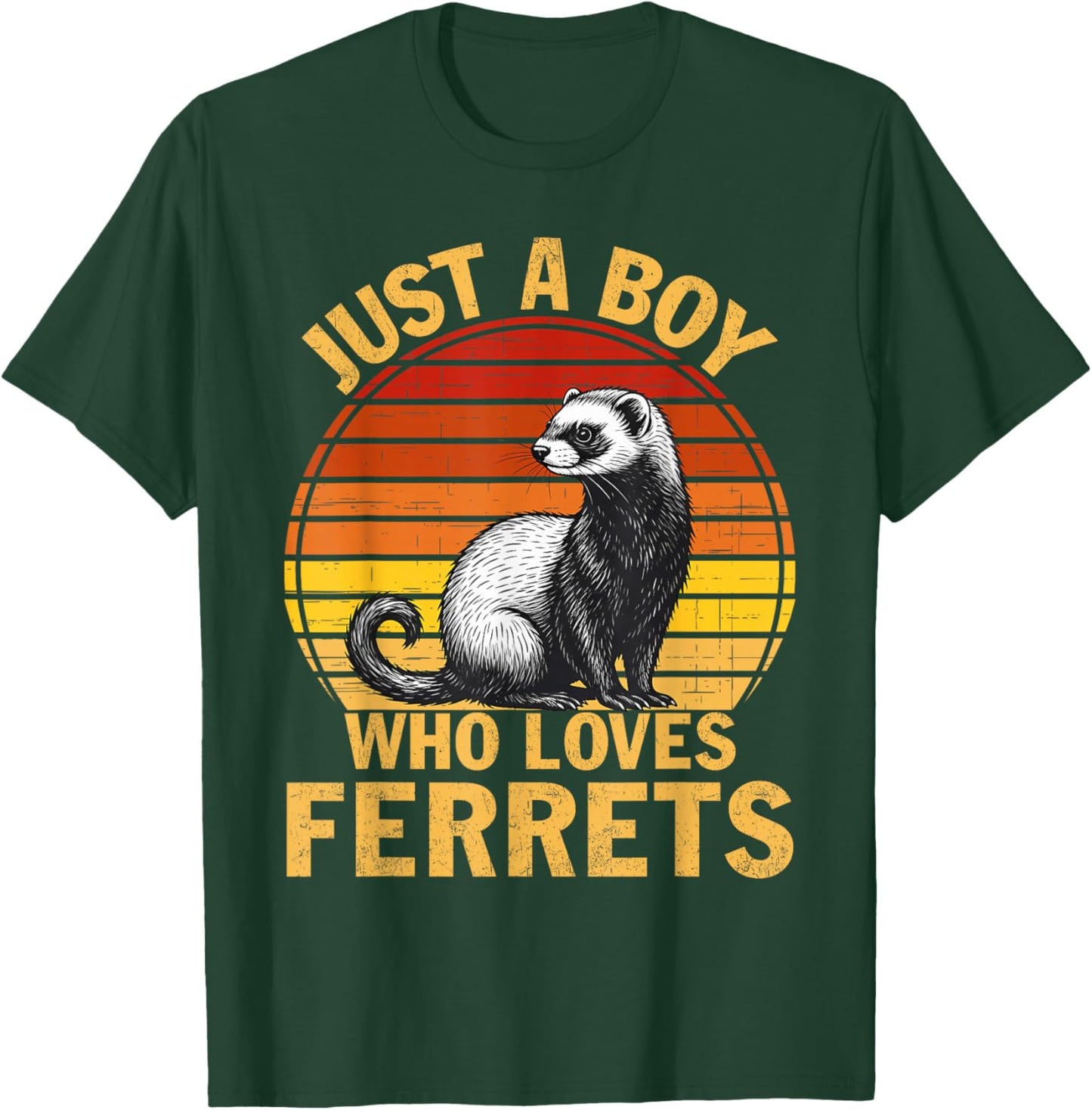 Retro Just A Boy Who Loves Ferrets Ferret Lover T-Shirt - T-Shirt | Forest