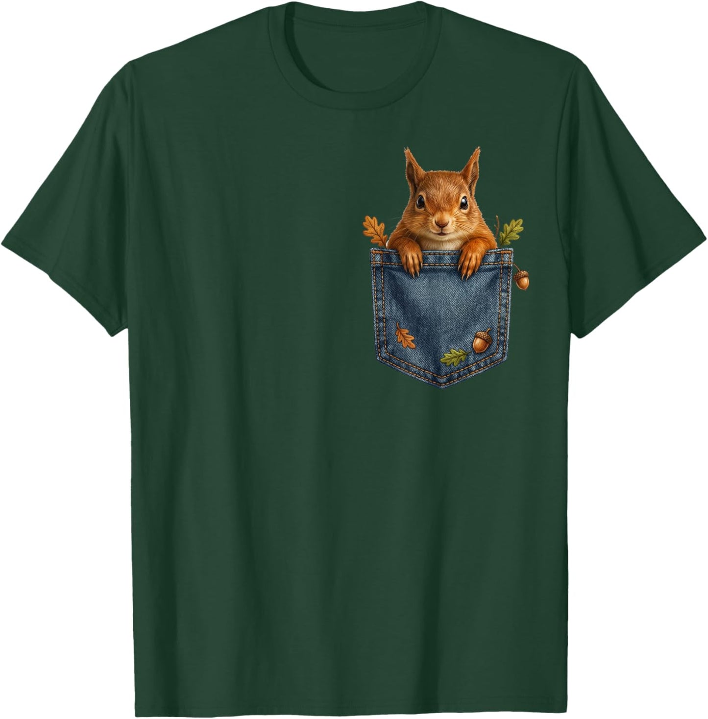 Funny Squirrel Lover Pjs Graphic Pocket Men Women Girl Boys T-Shirt - T-Shirt | Forest