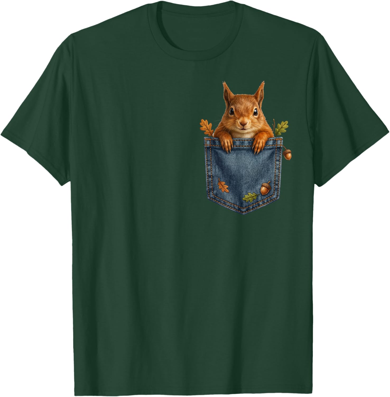 Funny Squirrel Lover Pjs Graphic Pocket Men Women Girl Boys T-Shirt - T-Shirt | Forest