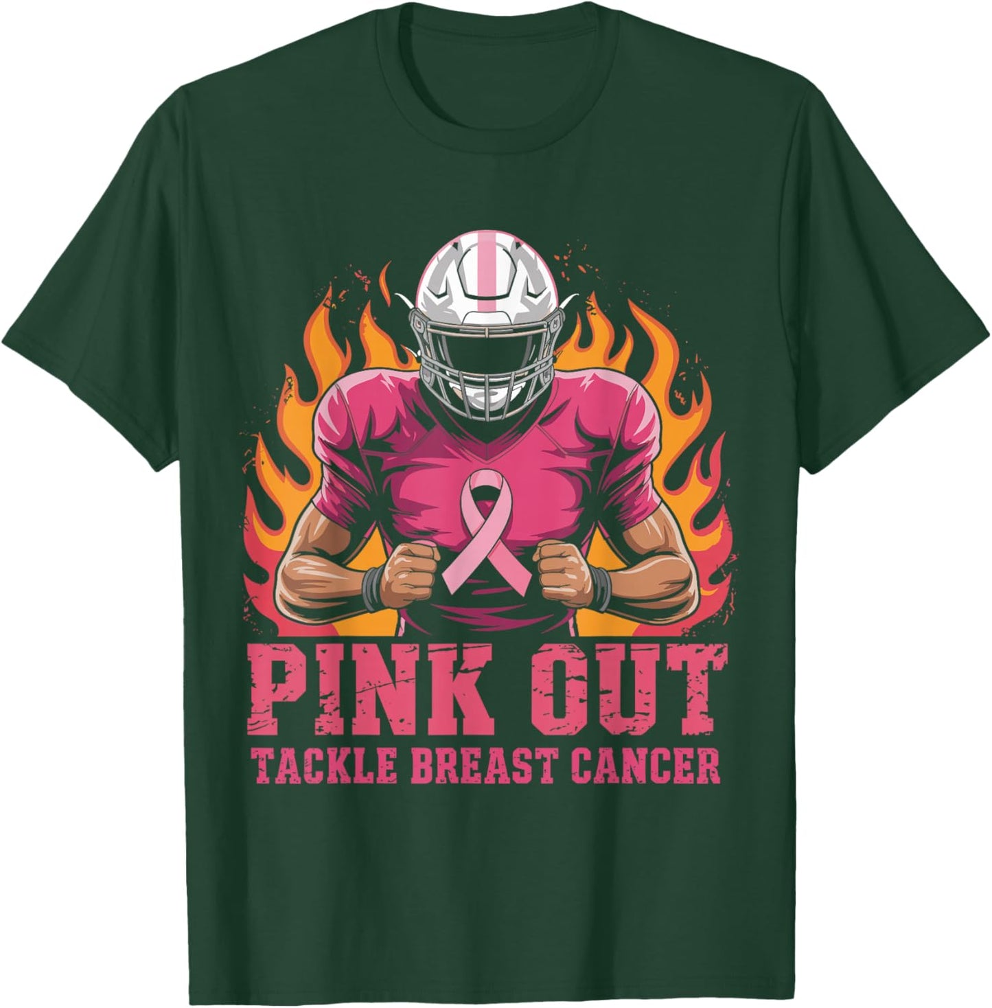 Pink Out Tackle Breast Cancer Awareness American Football T-Shirt - T-Shirt | Forest