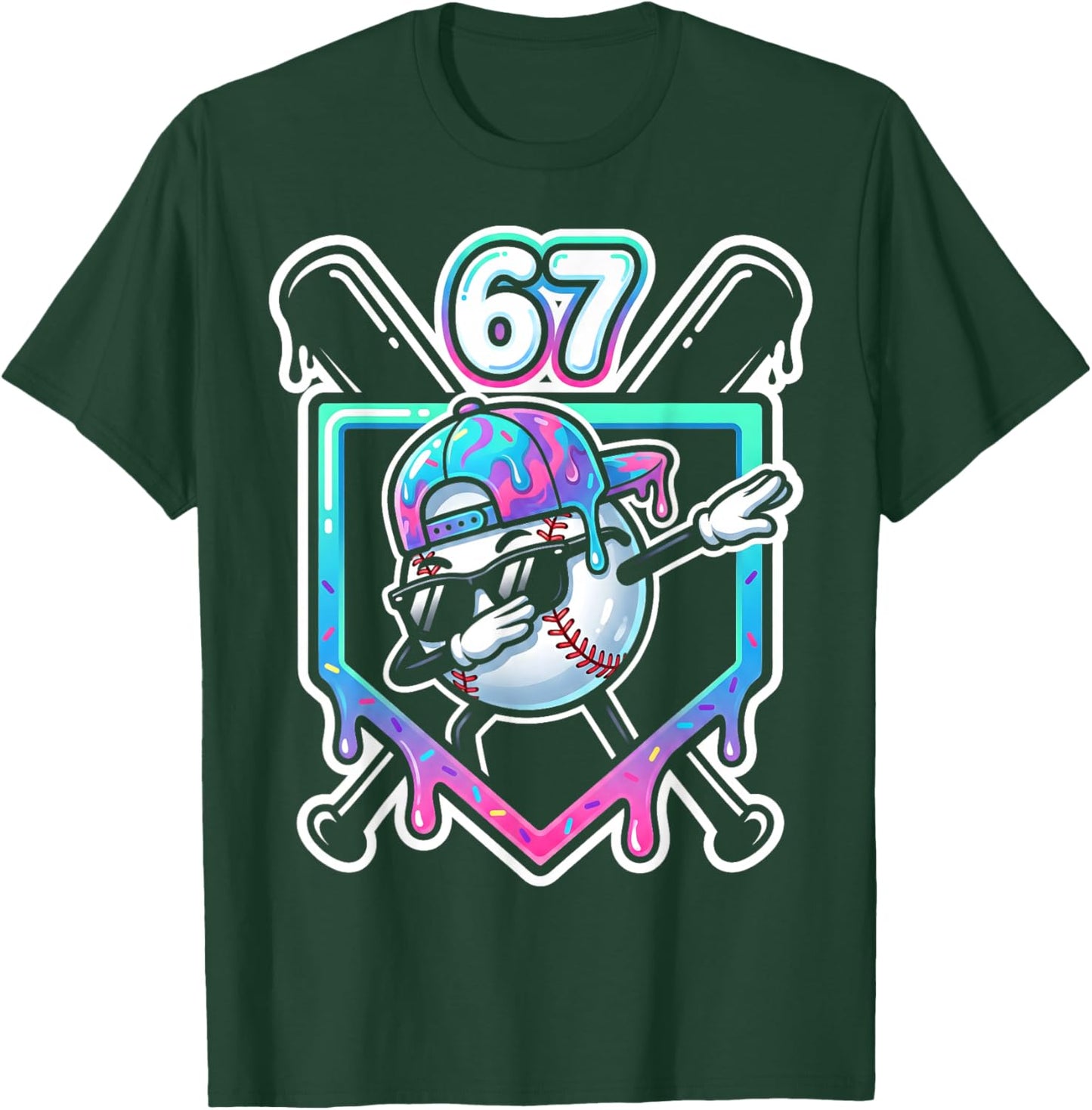 Baseball Ice Cream Drip 67 Player Dabbing Six Seven Boys T-Shirt - T-Shirt | Forest