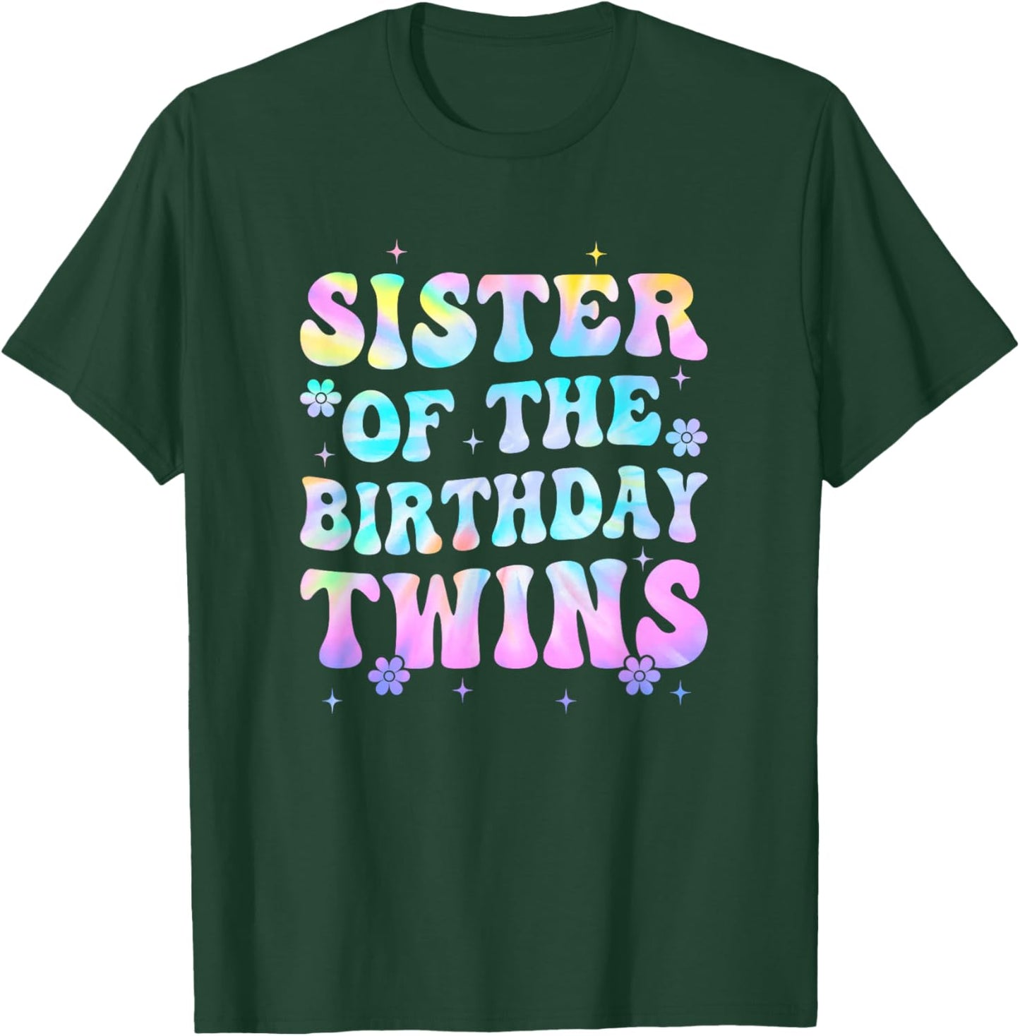 Sister of The Birthday Twins Girls Kids Party Retro Bday T-Shirt - T-Shirt | Forest