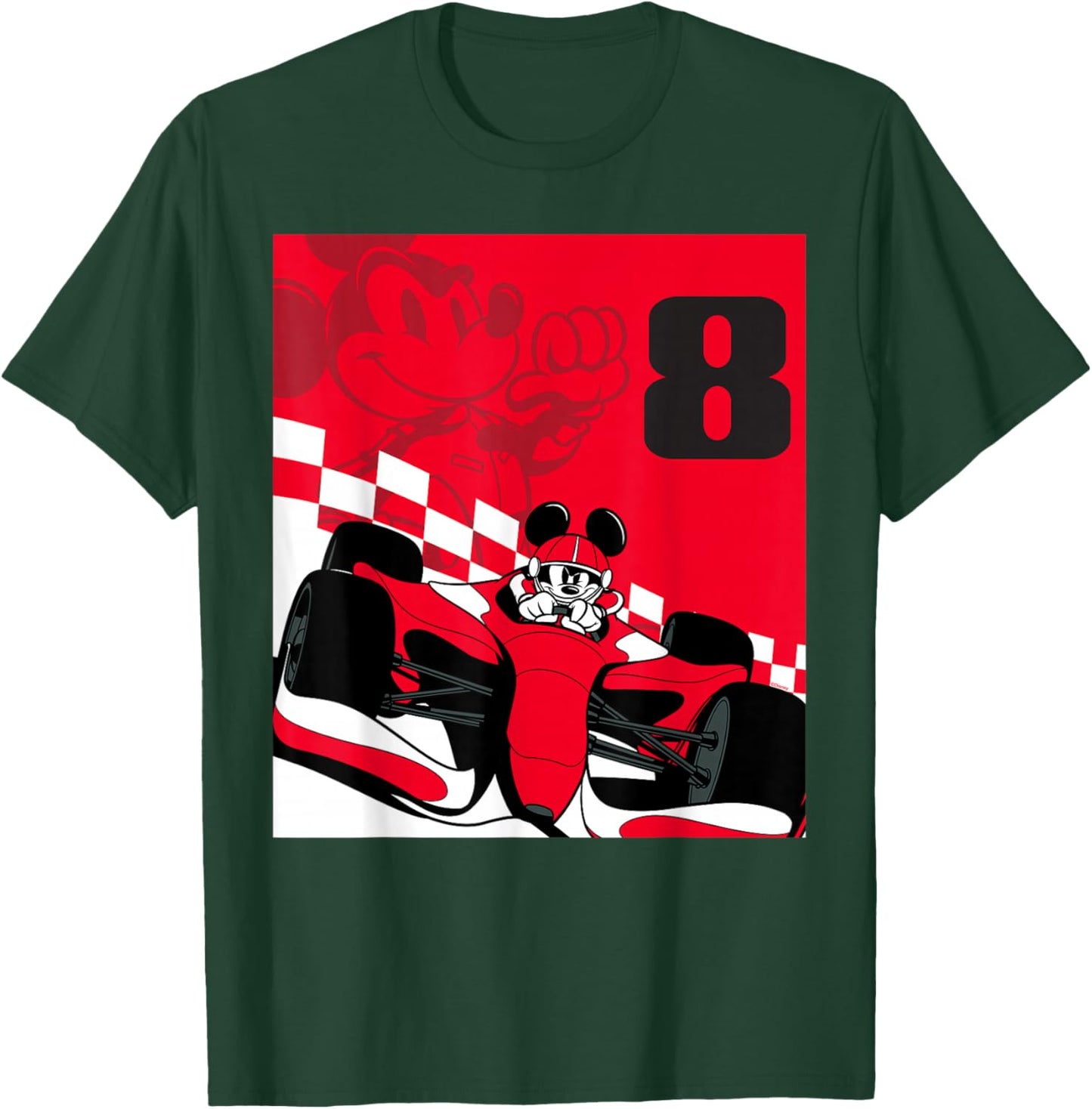 Disney Racing 8th Birthday 8 Years Old Mickey Mouse Race Car T-Shirt - T-Shirt | Forest