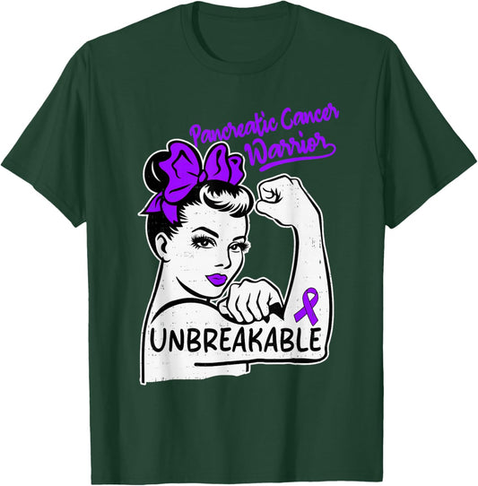 Pancreatic Cancer Warrior Awareness Ribbon Purple T-Shirt - T-Shirt | Forest