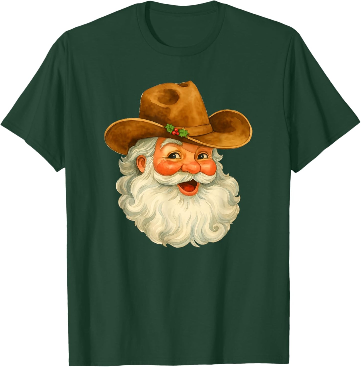 Santa Cowboy Western Christmas Xmas Holiday Pajamas T-Shirt - T-Shirt | Forest