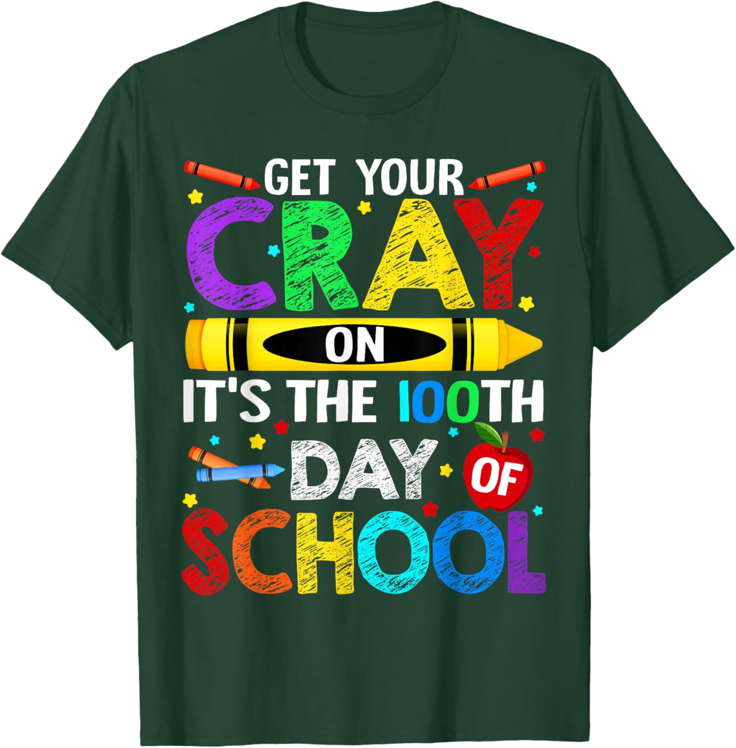 Get Your Crayon It is The 100th Day of School 100 Day Boy Gi T-Shirt - T-Shirt | Forest