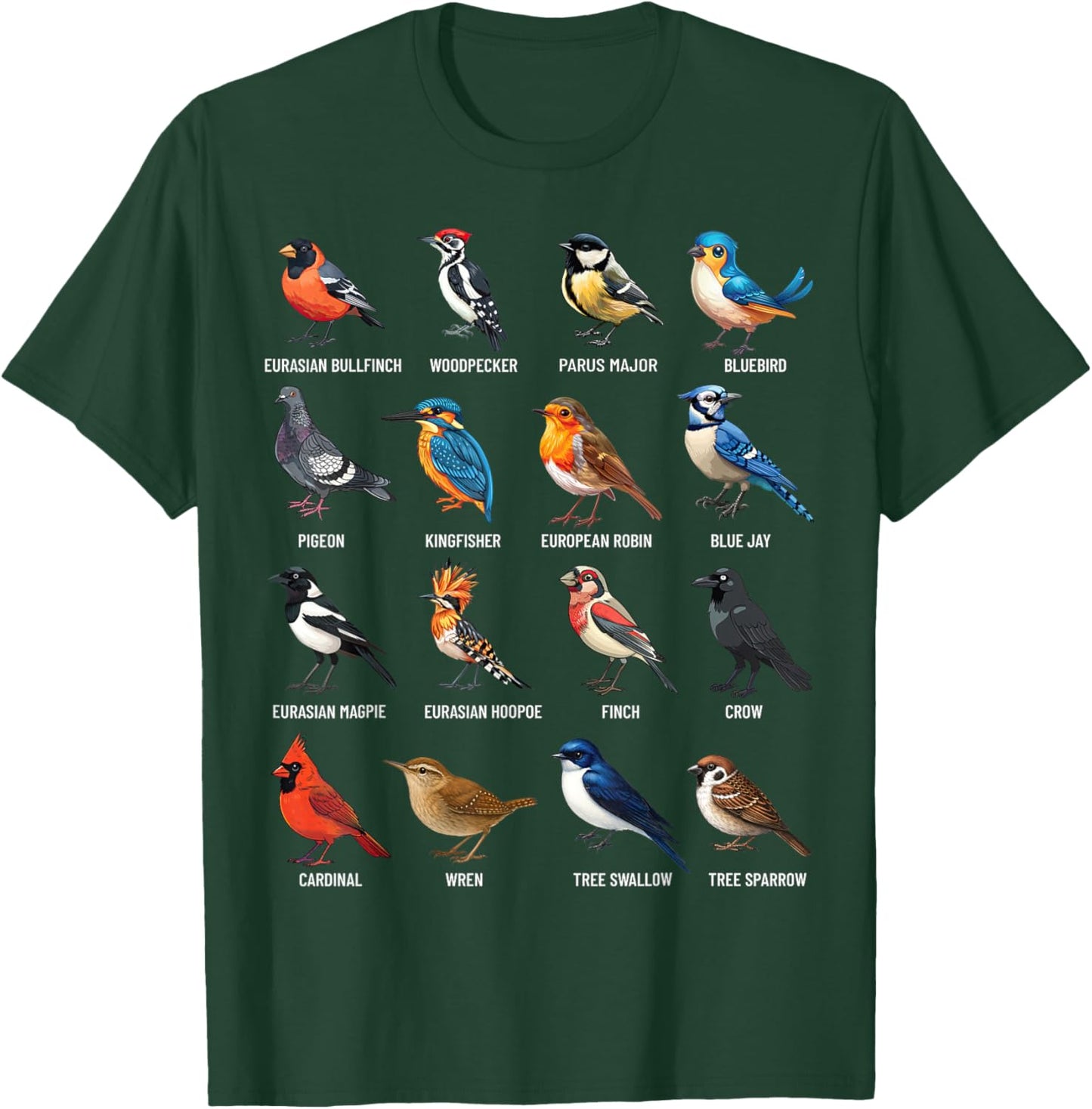 Garden Birds Ornithology Nature Educational Boys Girls Kids T-Shirt - T-Shirt | Forest