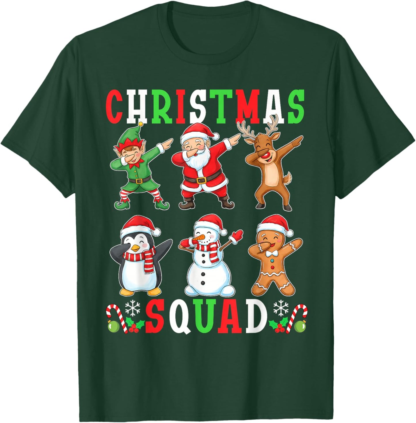 Christmas Squad Funny Matching Santa Reindeer Snowman Dab T-Shirt - T-Shirt | Forest