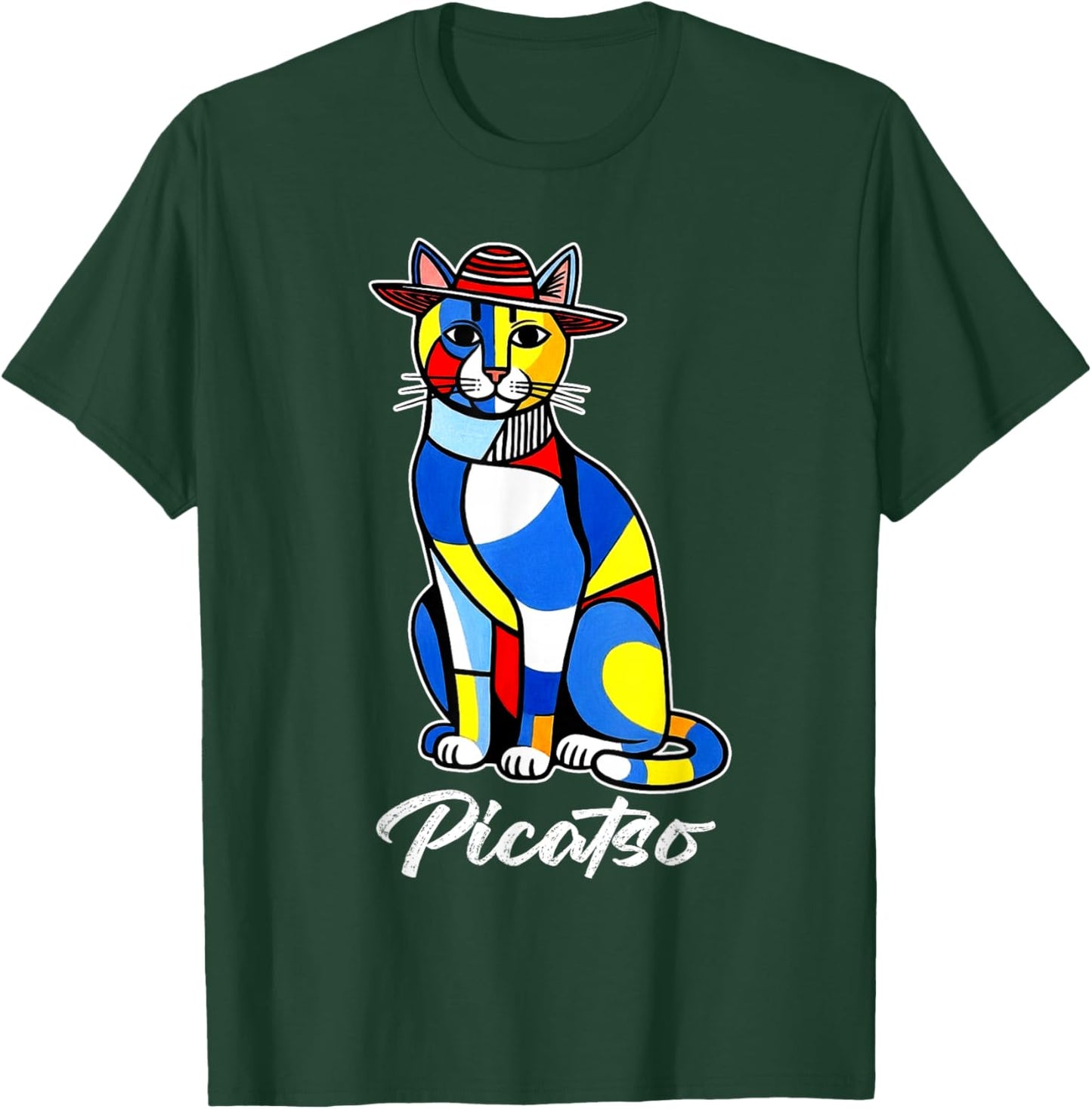 Funny Cat Design Picatso T-Shirt - T-Shirt | Forest