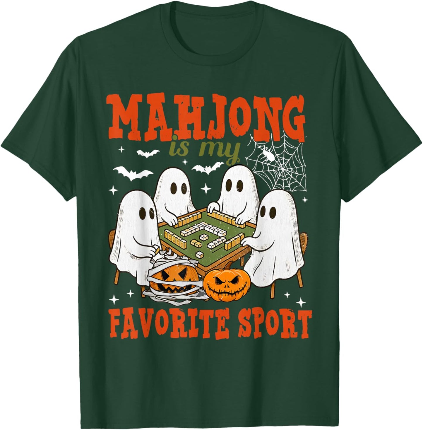Mahjong is My Favorite Sport Ghost Playing Mahjong Halloween T-Shirt - T-Shirt | Forest