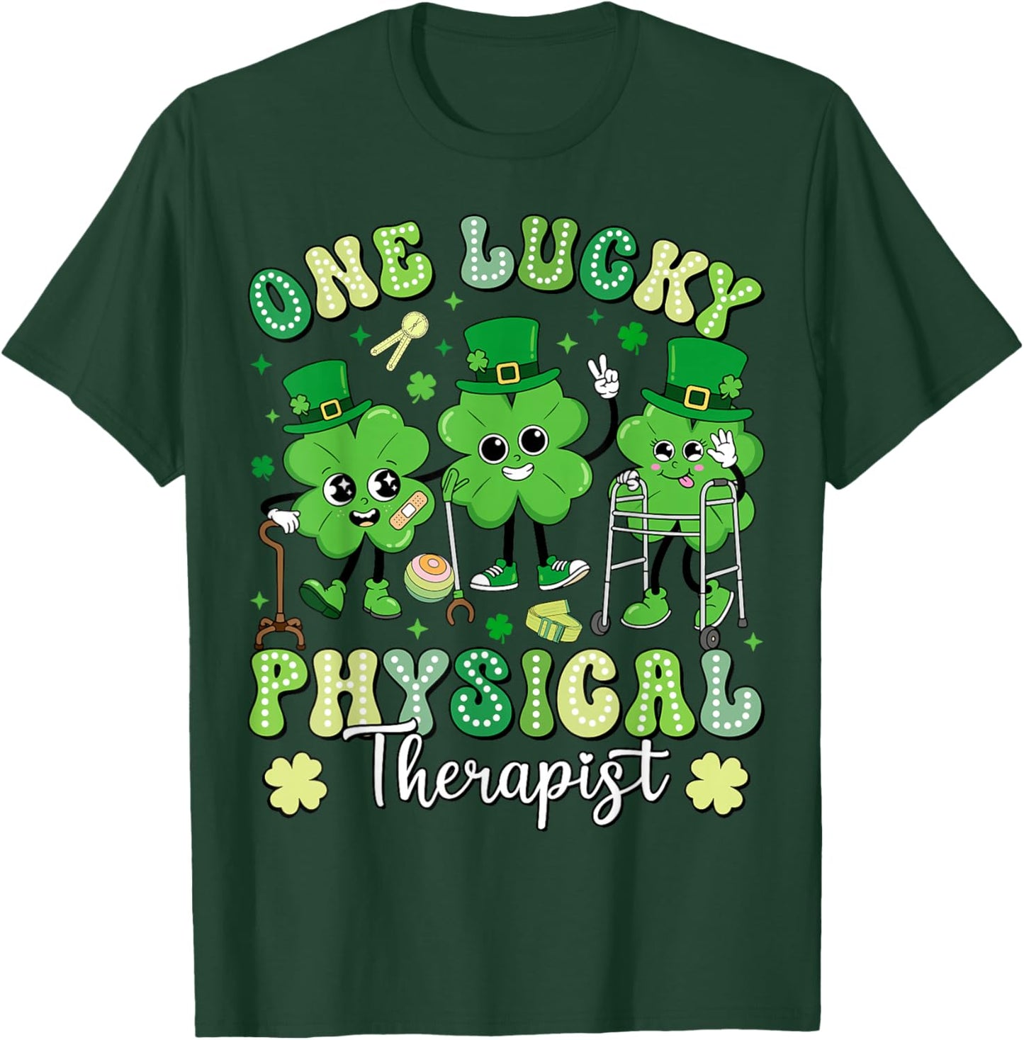 Groovy One Lucky Physical Therapist St Patrick's Day Therapy T-Shirt - T-Shirt | Forest