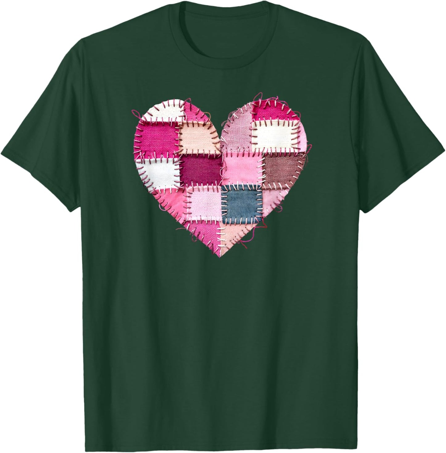 Valentine’s Day Faux Quilt Patchwork Heart T-Shirt - T-Shirt | Forest