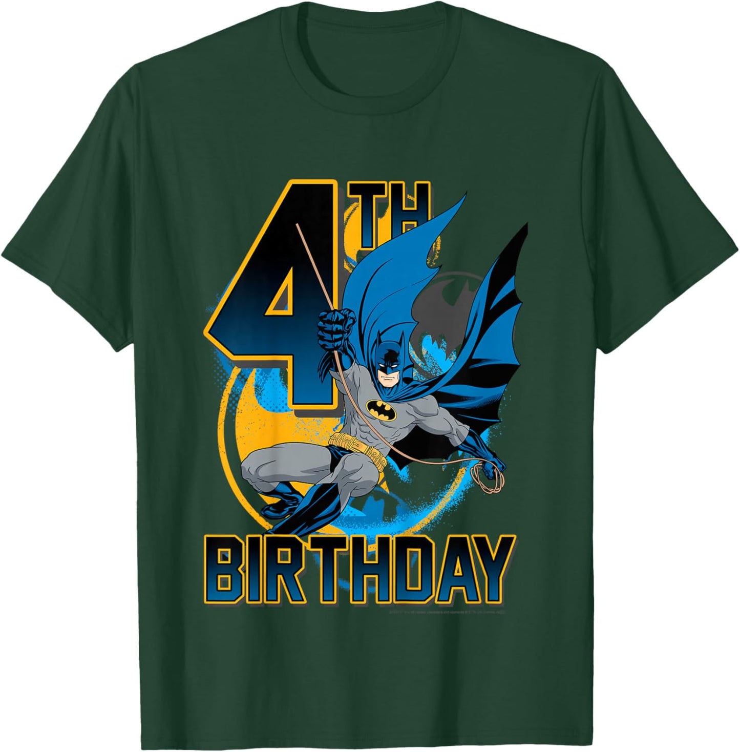 Kids DC Comics Batman 4th Birthday Bat Swing Action Poster T-Shirt - T-Shirt | Forest