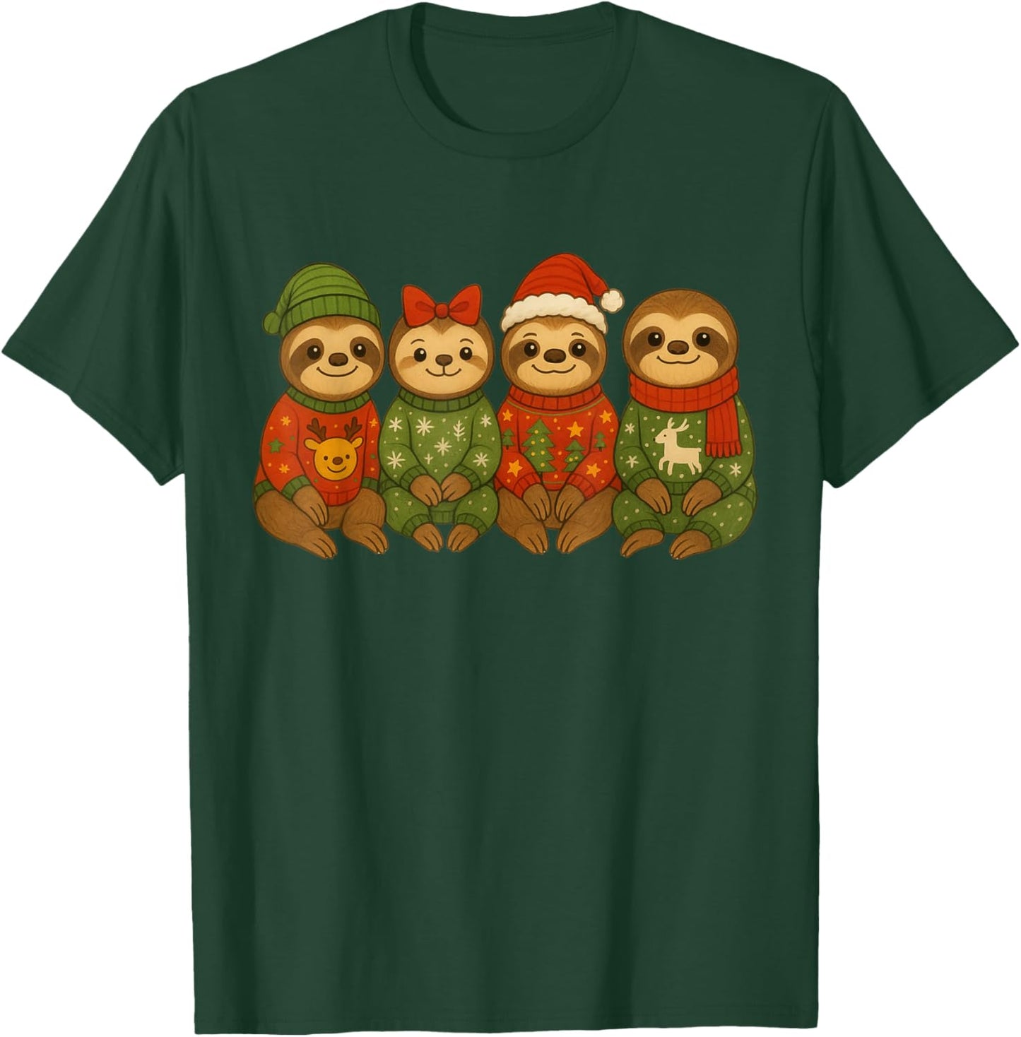 Christmas Sloth Matching Family Xmas Pajama Men Women Kids T-Shirt - T-Shirt | Forest
