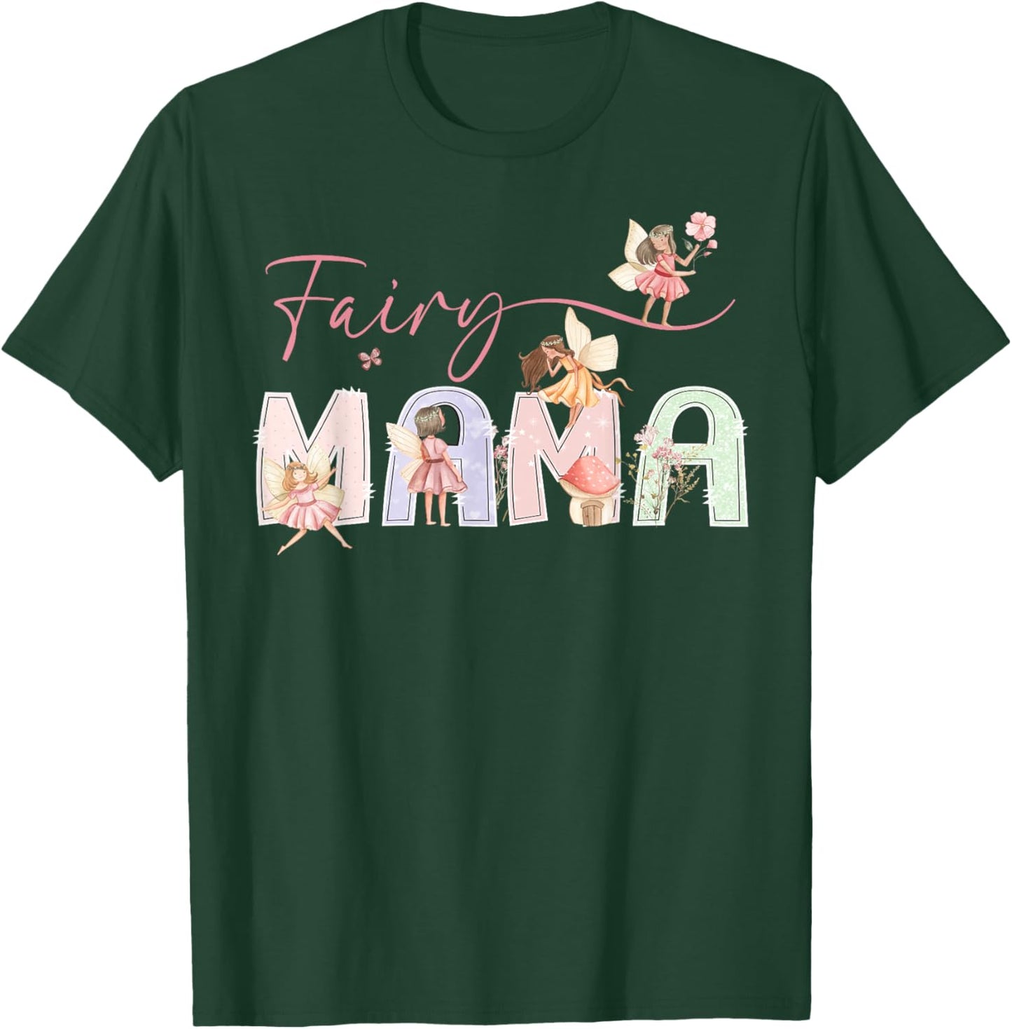 Fairy Mama Magical Floral Birthday Girl Fairytale Family T-Shirt - T-Shirt | Forest