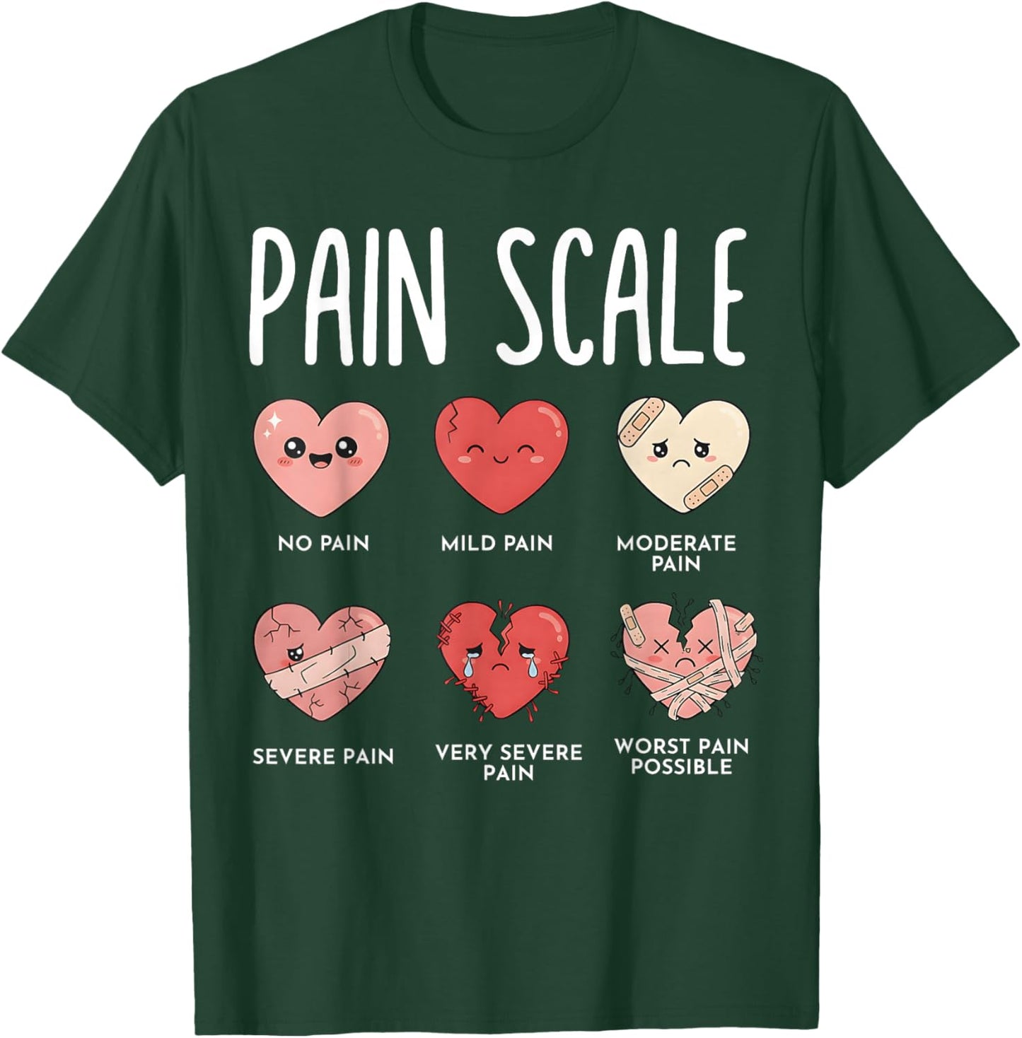 Valentines Day Nurse RN Valentine Nurse Pain Scale RN Nurse T-Shirt - T-Shirt | Forest