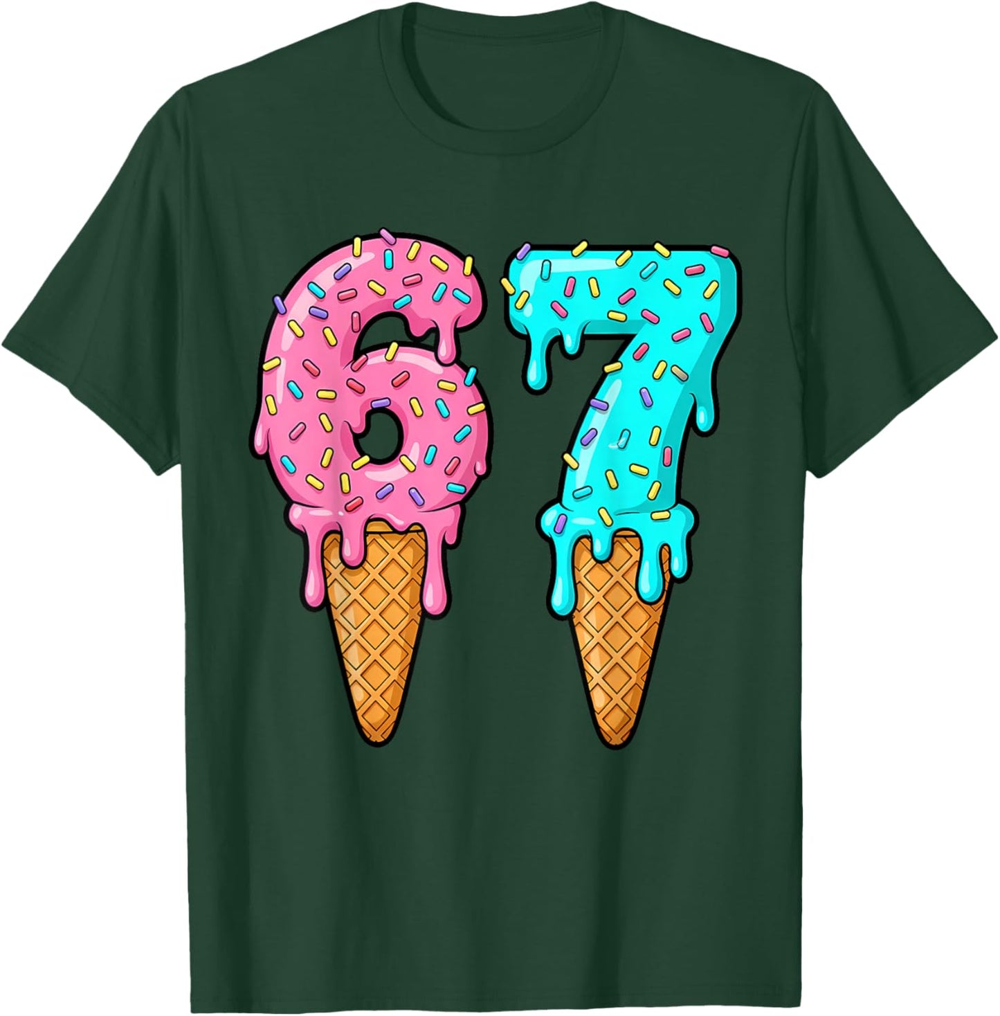 67 Ice Cream Drip Meme Six Seven Gen Alpha Slang T-Shirt - T-Shirt | Forest