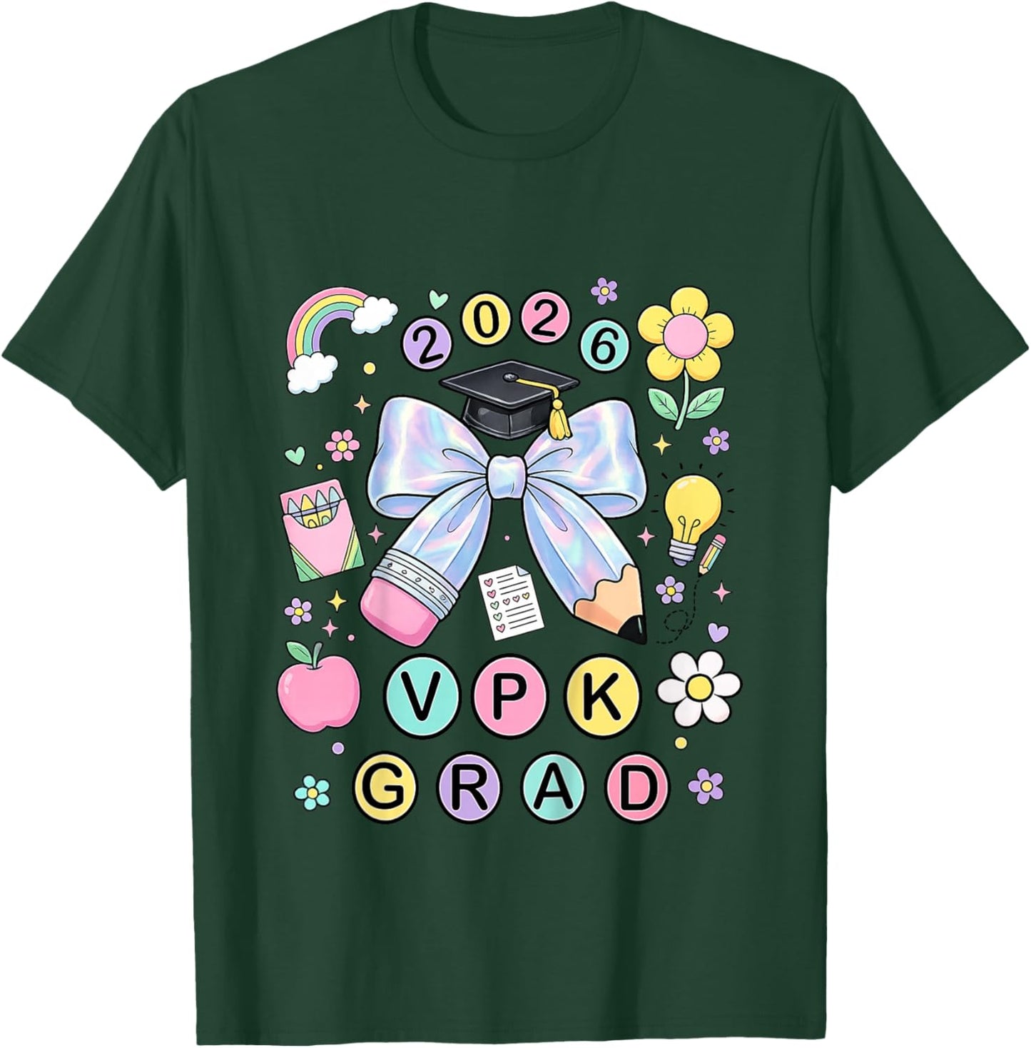 VPK Graduation 2026 Pencil Bow VPK Grad T-Shirt - T-Shirt | Forest
