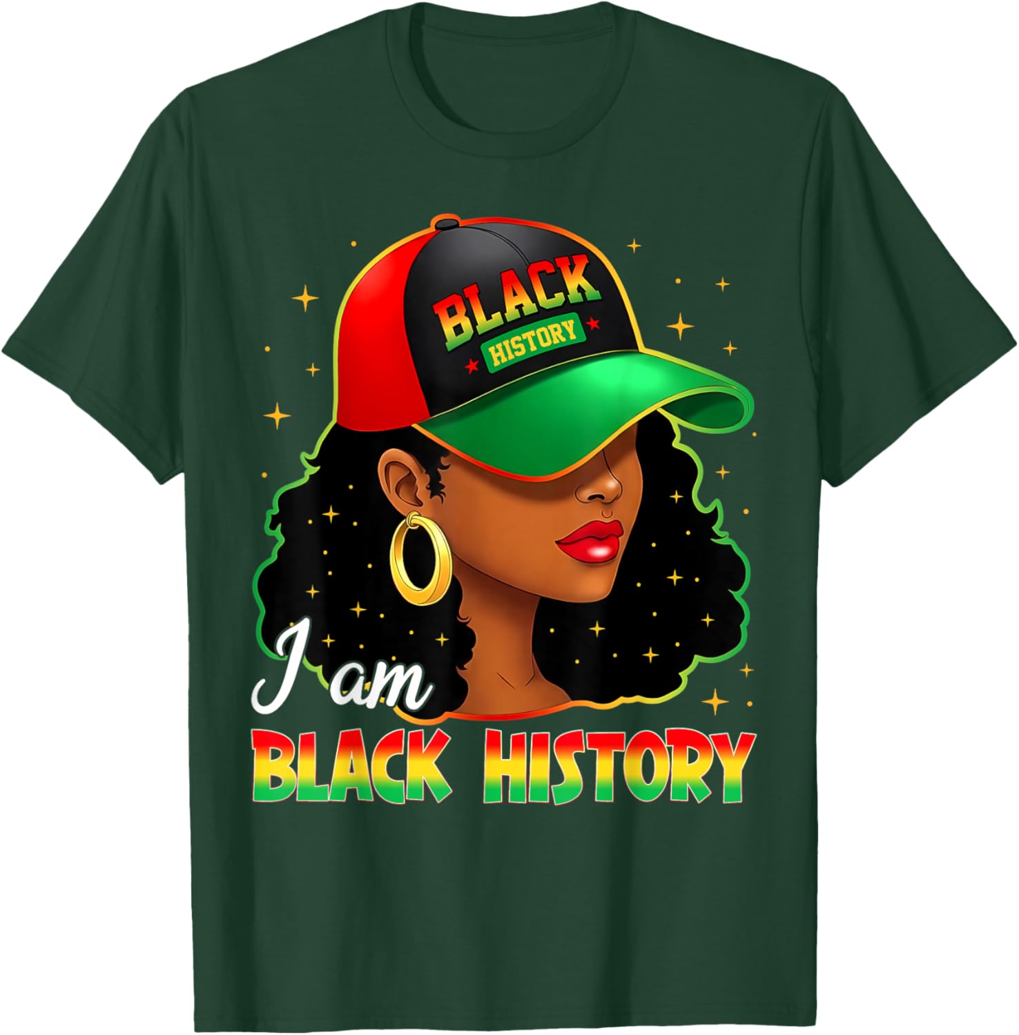 I Am Black History Women Girl Black History Month Juneteenth T-Shirt - T-Shirt | Forest