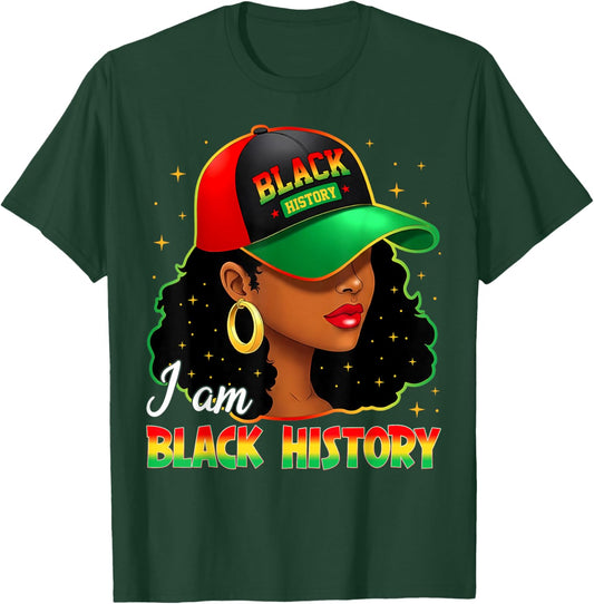 I Am Black History Women Girl Black History Month Juneteenth T-Shirt - T-Shirt | Forest