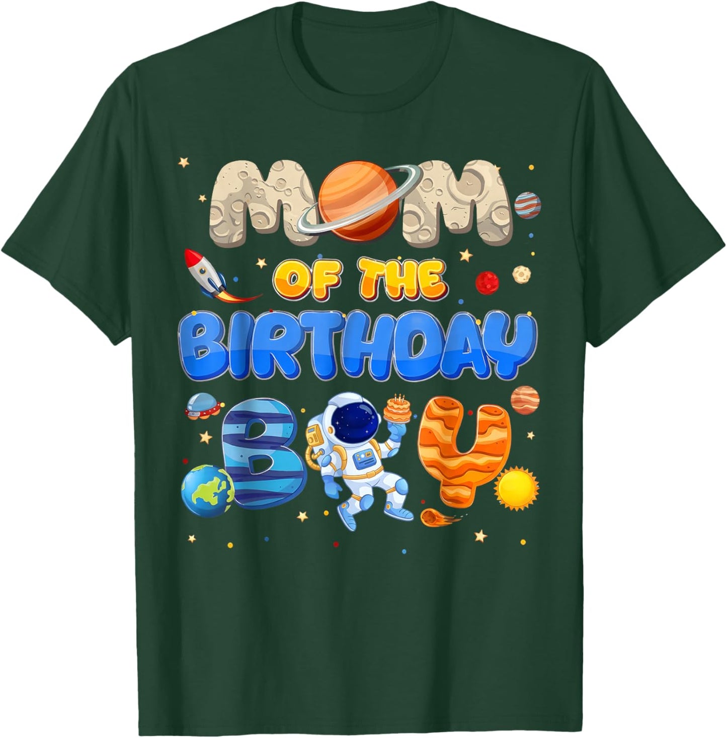 Mom of The Birthday Boy Space Astronaut Matching Family T-Shirt - T-Shirt | Forest