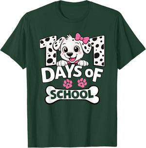Funny 101 Days of School Dog for Girls Kids 100 Day Smarter T-Shirt - T-Shirt | Forest