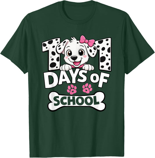 Funny 101 Days of School Dog for Girls Kids 100 Day Smarter T-Shirt - T-Shirt | Forest