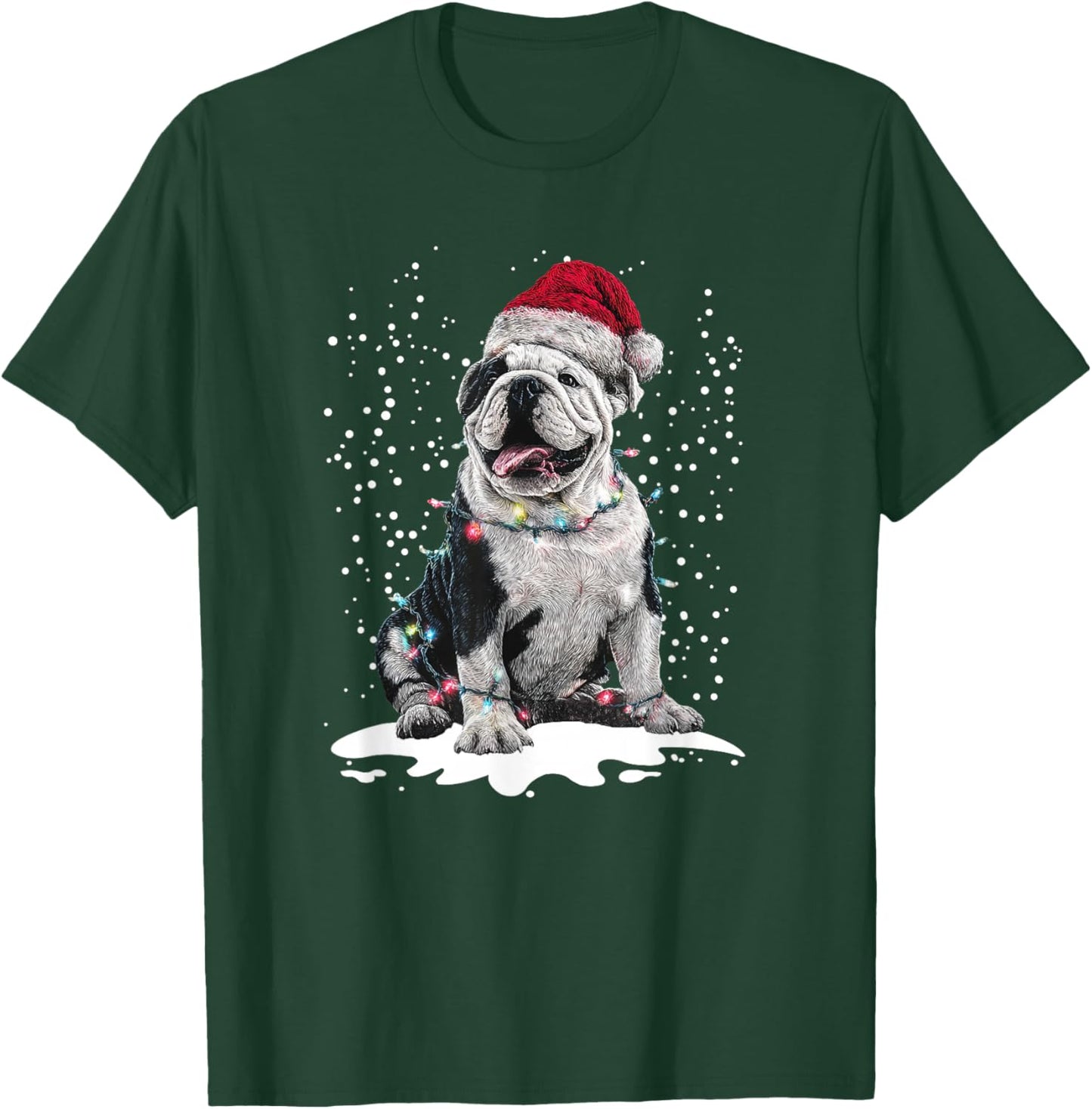 Dog Xmas Men Women Favorite English Bulldog Christmas T-Shirt - T-Shirt | Forest