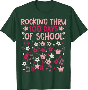 Rocking 100 Days of School Music Lover Teacher Kids T-Shirt - T-Shirt | Forest