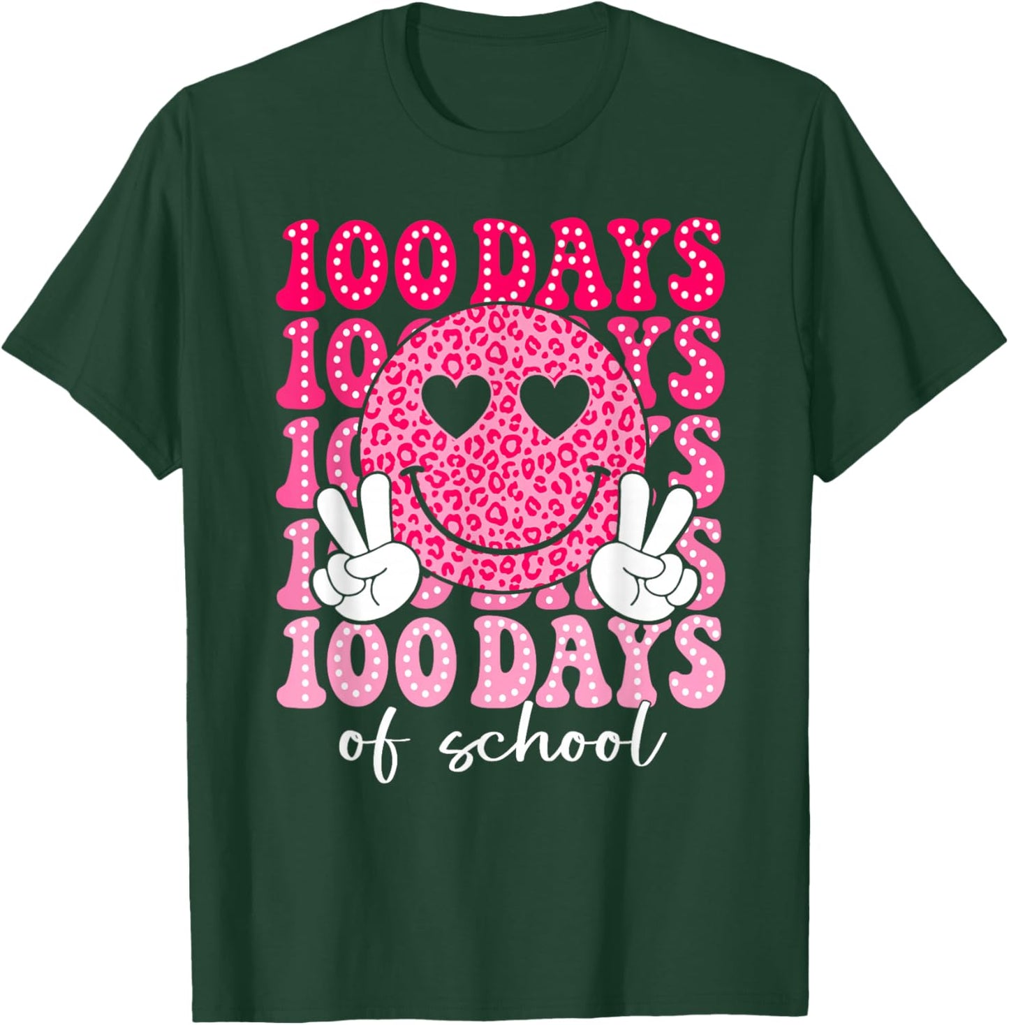 100 Days of School Retro Smile 100th Day School Teacher Kids T-Shirt - T-Shirt | Forest