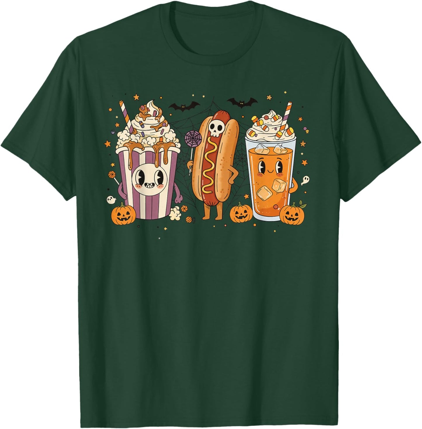 Horror Movie Snacks Cute Halloween Treats Spooky Horror Film T-Shirt - T-Shirt | Forest