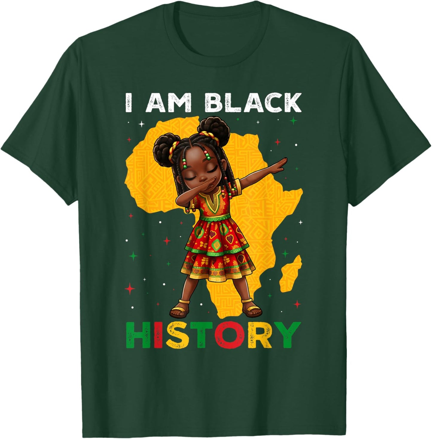 Girl Black History Month African American Afro Girls Kids T-Shirt - T-Shirt | Forest