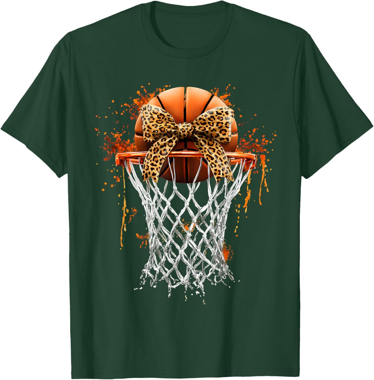Basketball Coquette Bow Cute Basketball Player T-Shirt - T-Shirt | Forest