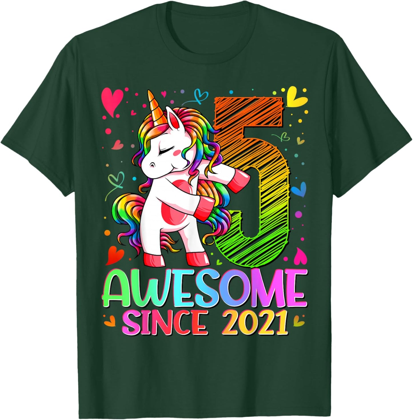 5th Birthday Shirt Girl 5 Year Old Gifts 5 Birthday Girl T-Shirt - T-Shirt | Forest