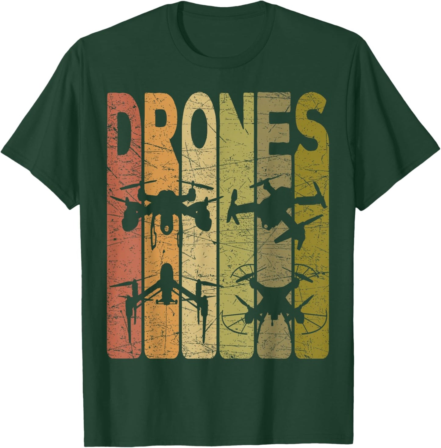 Drone Vintage RC Drone Pilot Retro Quadcopter T-Shirt - T-Shirt | Forest