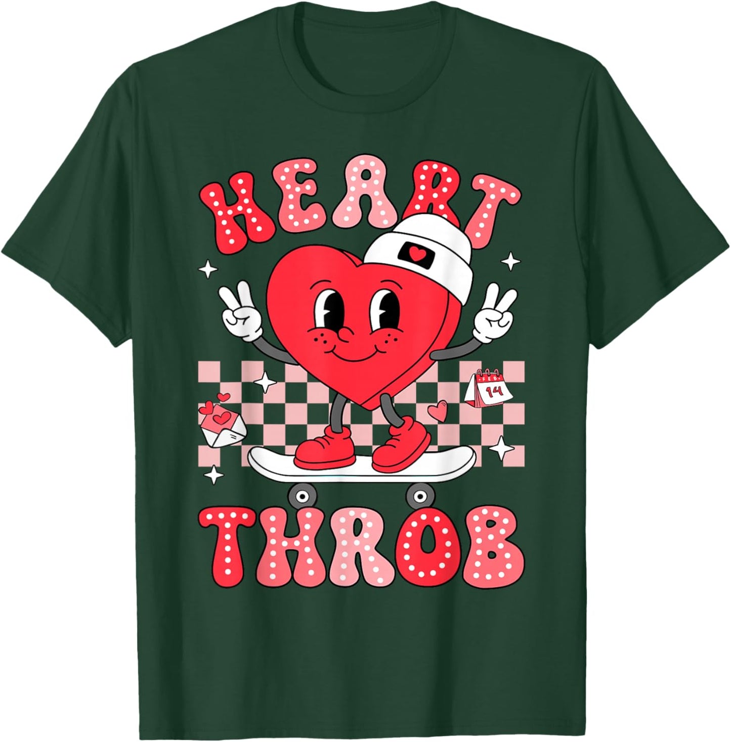 Heart Throb Groovy Valentine Toddler Men Boys Cute Heart T-Shirt - T-Shirt | Forest