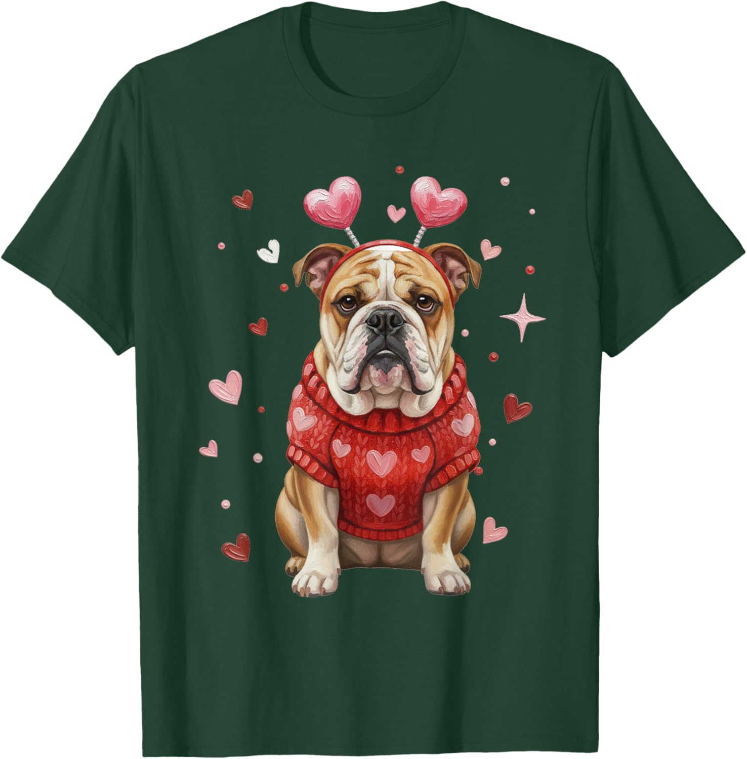 Cute Bulldog Valentine Heart Valentines Day T-Shirt - T-Shirt | Forest
