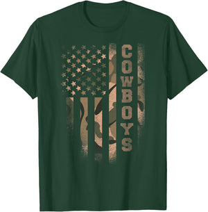 Cowboys Camo USA Flag Patriotic Design Women $ Kids T-Shirt - T-Shirt | Forest