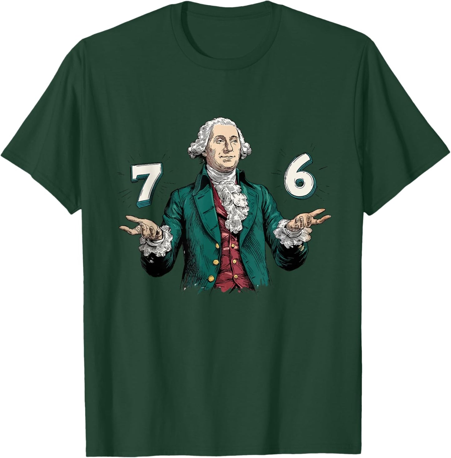 Six Seven George Washington 6-7 7 6 Humor 7endy Meme T-Shirt - T-Shirt | Forest