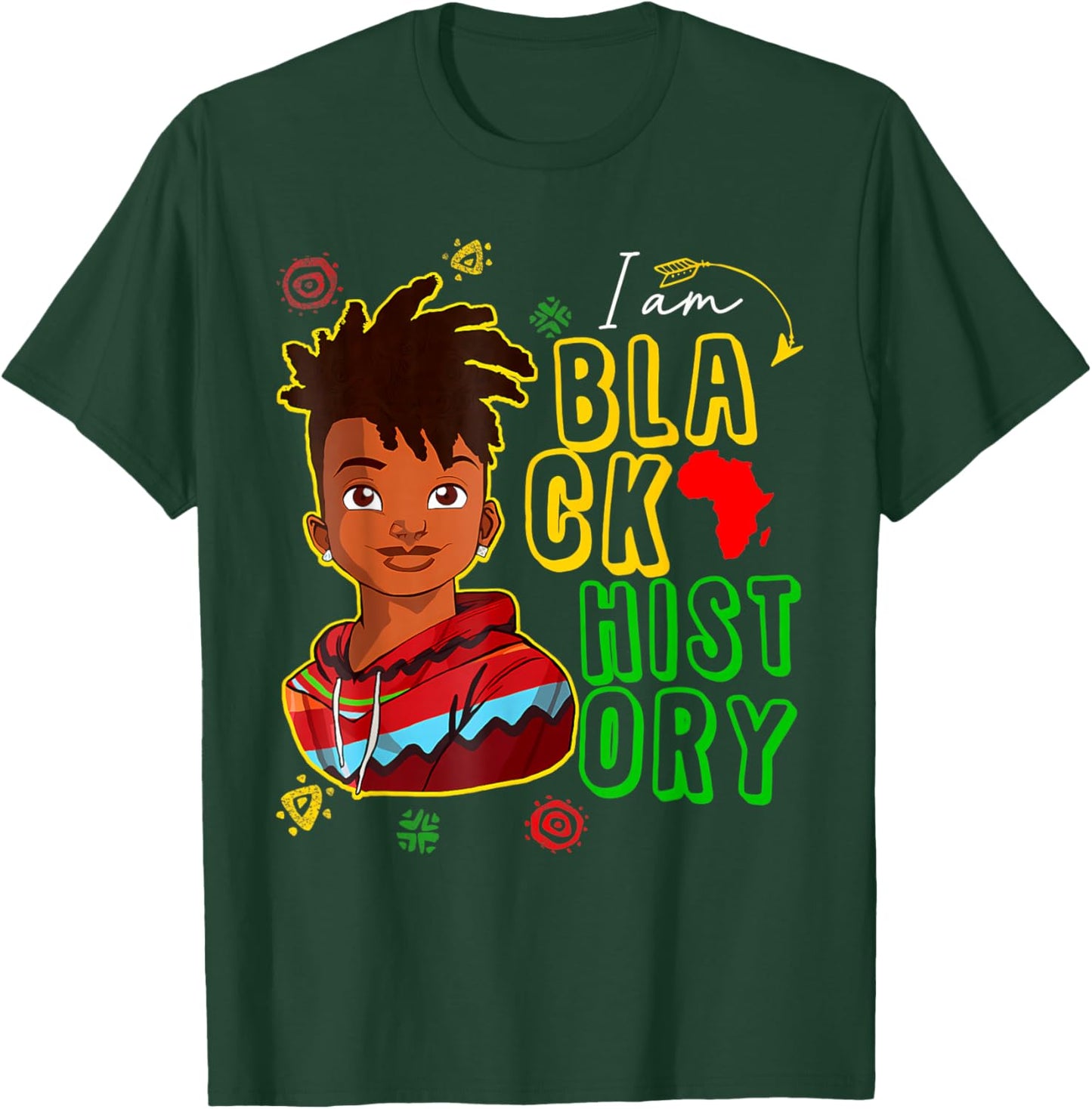 I Am The Strong African Boy Black History Month Boys Kids T-Shirt - T-Shirt | Forest