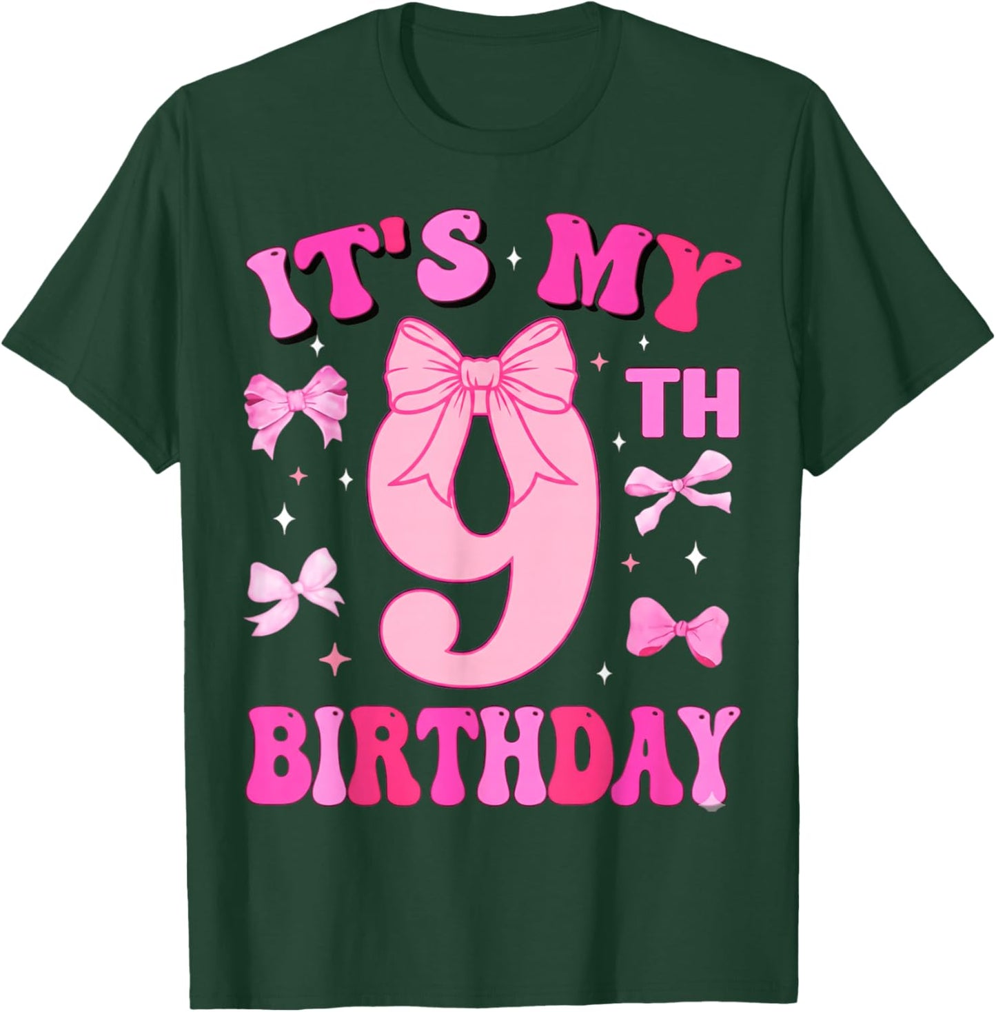 9th Birthday Girls Nine Years Old It's My 9 Bday T-Shirt - T-Shirt | Forest