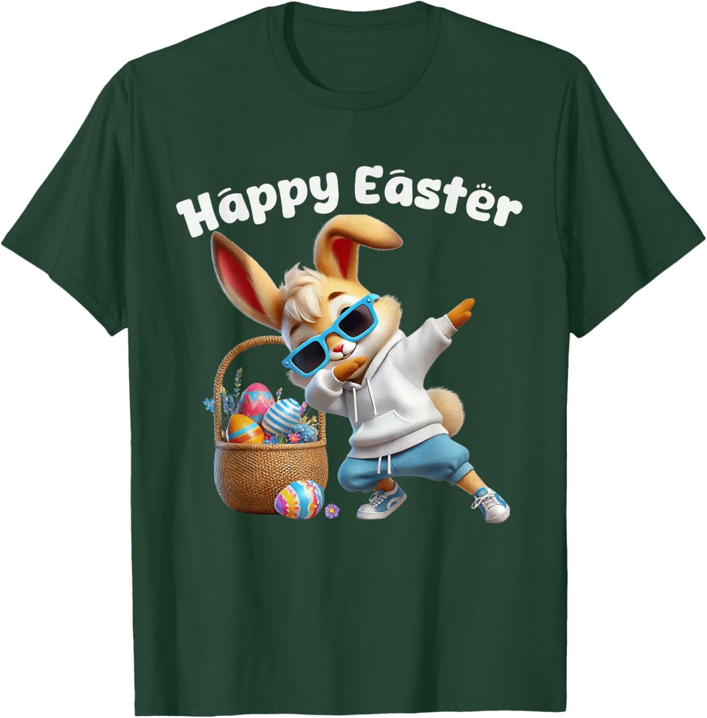 Dabbing Rabbit Happy Easter Day Eggs Dab Boys Kids Bunny T-Shirt - T-Shirt | Forest