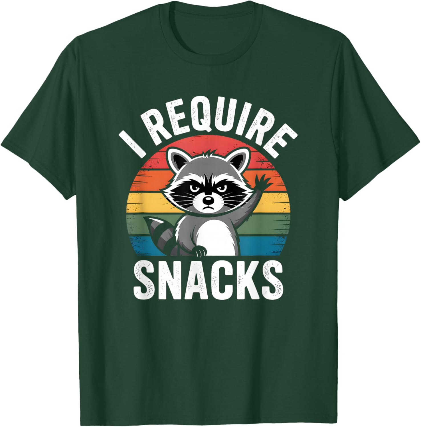Vintage I Require Snacks Raccoon Aesthetic T-Shirt - T-Shirt | Forest
